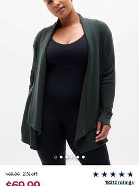 Athleta Draped Open-Front Cardigan - Forest Green